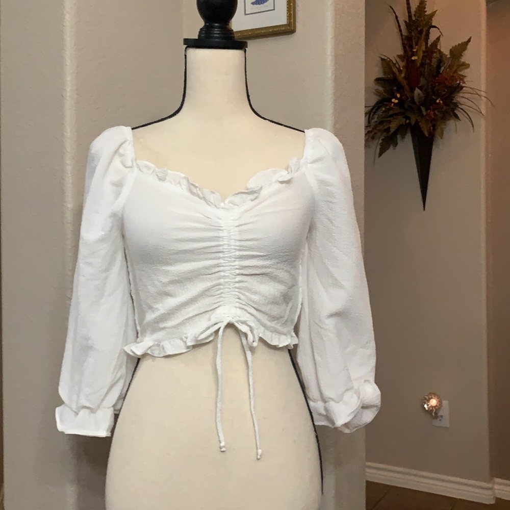Timing white ruched crop top Size S & M